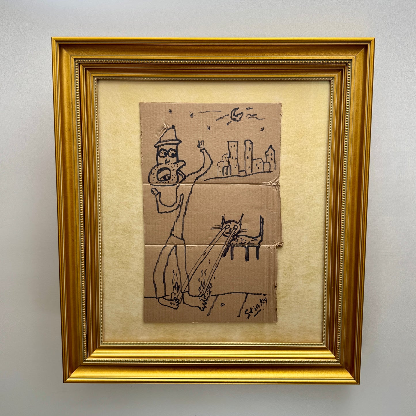 Cats on the Sidewalk at Night