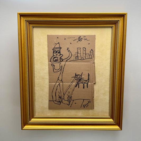 Cats on the Sidewalk at Night